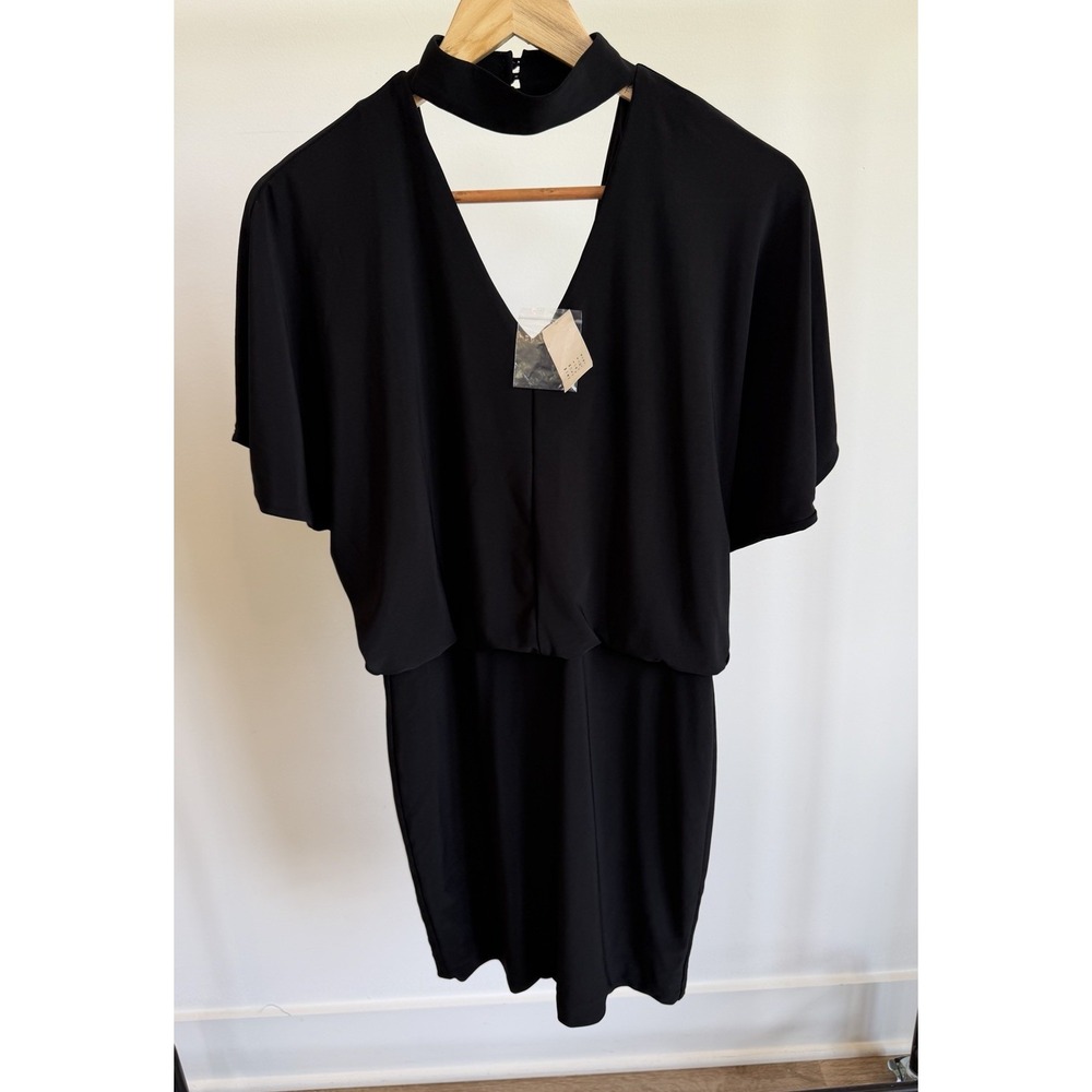 White House Black Market Black Cutout Choker Sheath Dress Sz XXS Date Night NWT - Picture 2 of 7
